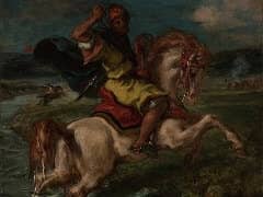 Moroccan Horseman Crossing a Ford by Eugene Delacroix
