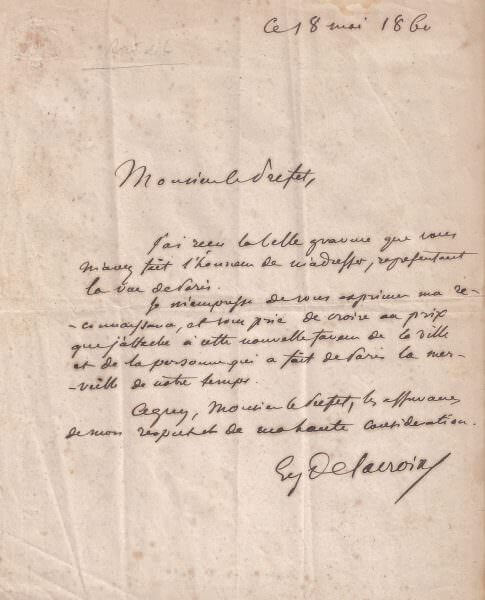 Eugene Delacroix Letter
