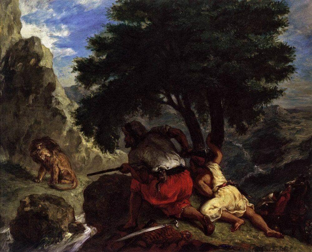 Lion Hunt in Morocco by Eugene Delacroix